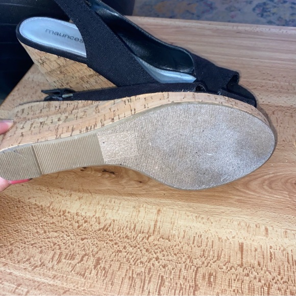 Maurices Black Fabric Peep Toe Wedges - 10 - Picture 3 of 3